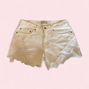 Abercrombie Fitch White Distressed Cutoff Shorts Mid Rise Boyfriend size 30/10r